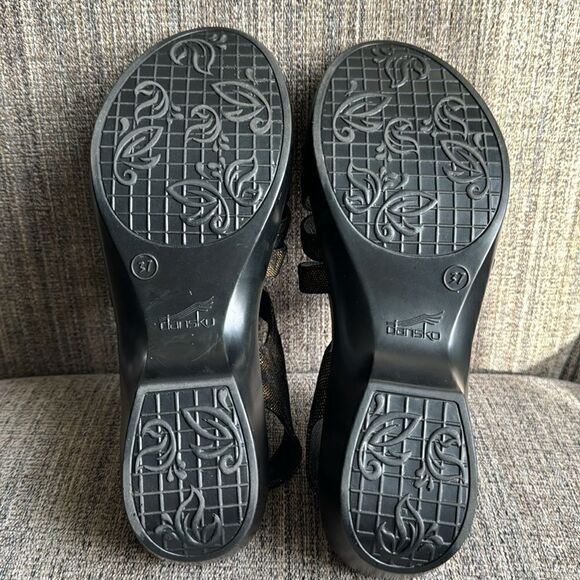 Dansko Dani Coffee Swirl Black/Bronze Subtle Shimmer Open Toe Sandal Size 37 - Picture 8 of 12